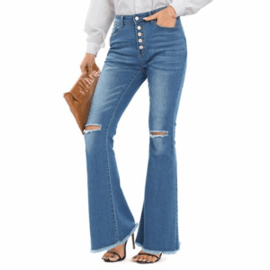 Women’s High-Waist Bell-Bottom Denim Jeans