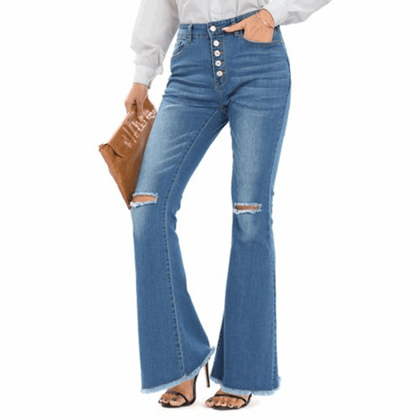 Women’s High-Waist Bell-Bottom Denim Jeans